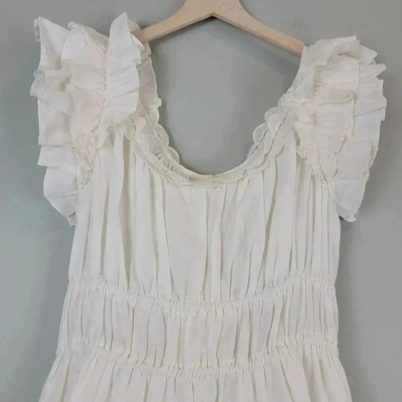 Ulla Johnson Leona Dress Midi Cotton Linen Lace Cottagecore Beach 4 - Picture 4 of 11